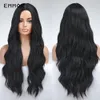 Synthetic Long Natural Black Water Wavy Wigs Dark Brown Wave Hair Wig for Women Heat Resistant Fiber Hair Wigfactory direct