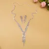 Necklace Earrings Set TREAZY Sparkly Rhinestone Crystal Brides Wedding Jewelry Women Long Pendant Choker Party Show