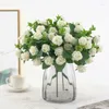 Decorative Flowers 1bouquet 11heads Artificial Rose Wedding Bouquet White Pink Purple Silk Flower Party Decoration Home Garden Supplies