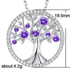 Hänge halsband Fashion Tree of Life Women Necklace Creative Purple Zircon Plant Mönster ihåliga runda smycken