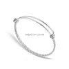 Bangle 50Mm 55Mm Stainless Steel Expandable Wire Bangles 1.6Mm Thick Adt Kids Size Adjustable Bracelets For Diy Jewelry Drop Delivery Dh3Na