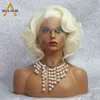Fryzury kręcone blondynki syntetyczne koronkowe z przodu Blusteless Pink Monroe Bob Aiva Peruca odporny na ciepło Short dla czarnych kobiet 230609