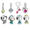 Pandora-925 Sterling Silver Dangle Charms Fit Pandoraかわいい漫画キャラクターアップルシリーズオーナメント調整可能なプルブレスレットビーズ、購入時に無料のパンドラボックス