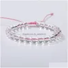 Beaded Fashion Clear Crystal Bead Bracelet 8Mm Glass Transparent Quartz Loose Braided Friendship For Women Jewelry Drop Delivery Brac Dhikl