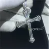 Vecalon Vintage longue croix pendentif en argent Sterling 925 AAAAA Cz pierre mariage croix pendentif collier pour femmes hommes fête bijoux