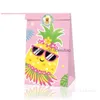 Smycken påsar väskor ananas röd fågel hawaiian sommar födelsedagsfest godis väska presentdräkt en brun papperspåse22x12x8cm droppleverans otrez