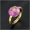 Кластерные кольца Colorf Регулируемая циркон кольцо кольцо злая глаз. Золотая медная