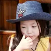 Kids Straw Western Cowboy hat Children Cowgirl Hat with Americian Flag Star 10pcs lot250k
