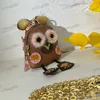 Designer Cute Owl Coin Purse Small Pendant Leather Printed Rhindiamond Accessory Key Bag With Chain Shoulder Bags Handbag Mini Makeup Case Card Holder 8x10cm