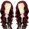 Spetsar peruks syntetiska främre peruk Bourgogne Body Wave Red For Women Heat Resistant Fiber Natural Hairfin Cosplay Baby Hair 230609