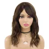 Synthetic Curly Long Wig with Bangs Wigs for Women Body Wave Hair Mix Brown Nature Wigs for African American Lady Wigfactory di