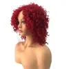 여성을위한 인간의 머리 가발 14 인치 깊은 은혜 웨이브 딥 브라운 가발 브라운 글램 컬 컬 스페인파