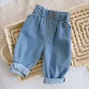 Jeans Katoen Lente Herfst Baby Meisjes Jongens Broek Hoge Taille Losse Stijl Uitloper Kinderkleding 0 4Y 230609