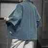 Mäns casual skjortor M-5xl kinesisk stil män skjorta fast färg retro hanfu halva ärm plus storlek 2023 vintage kragefritt mens kimono 4xl