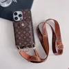 الحالات الهاتفية الجميلة iPhone الجميلة 15 14 Pro Max Lu Crossbody Leather Card Presh 18 17 16 15pro 14pro 13pro 13 12 11 XS X S23 S22 S25 S25 Ultra Plus مع مربع الشعار