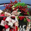 Decorative Flowers & Wreaths Christmas Artificial Letter Wreath Hanging Red Plaid Garland Ornaments Xmas Party Front Door Wall Decorations H