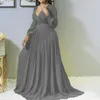 Casual Dresses Women Elegent Long Evening Dress Sexig Deep V-Neck Sleeve Maxi Fashion Party Plus Size 5xl
