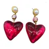 Orecchini a bottone Western Medieval Colorful Love Heart Pendant Statement Stili barocchi Moda gioielli di lusso