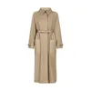 Coupe-vent Designer Femmes Trench-Coats Mode Ceinture de poche en cuir assortie Mi-longueur Coupe-vent Manteau Haute qualité pour la veste automne hiver