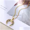 Pendant Necklaces Crescent Moon Rainbow Cz Necklace Gold Chain Design Jewelry Gift For Women Drop Delivery Pendants Dhna3