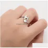 Band Ringen Diy Az 26 Letter Roestvrij Staal Open Liefde Hartvormige Gouden Verloving Bruiloft Sieraden Drop Delivery Ring Dhnxw