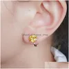 Stud Fashion 8 Colors Elegant Round Zircon Earrings Classic 3A Cubic Earring For Women Party Jewelry High Quality Drop Delive Dhsug