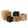 Gift Wrap 100pcs Fruit Flowers Bonsai Packaging Paper Bag With Handle Square Bottom Kraft Black/Brown 4 Large Size SN