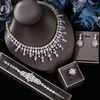 Necklace Earrings Set Ingenious DZ-372 Luxury Geometric 4PCS UAE Jewelry For Women Wedding Party Zircon African DUBAI Bridal