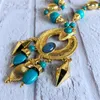 Chains Style Court Turquoise Necklace Silver Needle Earrings Hypoallergenic Jewelry Women Banquet Dress Accessories