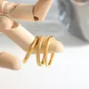 Cluster Rings Amaiyllis 18K Gold 3 pçs/set Minimalista Plain Hoop Frosted Set Anel Eternity Couple Dedo Indicador Jóias