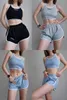 Women's Tracksuits Contrast TVVOVVIN Campus Sweetheart Edge Letter Embroidery Slim Fit Tank Top Shorts Casual Sports Two Piece Set For