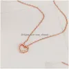 Anhänger Halsketten Elegante Hohle Herz Zirkonia Rose Gold Überzogene Halskette Für Frauen Choker Hohe Qualität Schmuck Drop D Dhigu