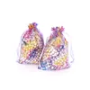 Jewelry Pouches 10/20/50Pcs/Lot Coral Drawstring Organza Bags Pink White Blue Gift Packaging Gauze Bag Wedding Party Favor Candy Bulk