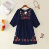 Novidades 2021 Vestido de uma peça com bordado de flores étnicas mini para mulheres meninas Boho vintage