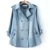 Women's Jackets Korean Loose Denim Cape Coat Female Jacket Double-Breasted Suit Colllar Big Size Women Windbreaker A-Line