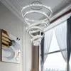 Lustres lustre moderne pour salon grand hall El haut escalier LED cristal rond anneau lampe décor à la maison lumières