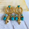 Chains Style Court Turquoise Necklace Silver Needle Earrings Hypoallergenic Jewelry Women Banquet Dress Accessories