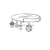 Bangle Korea Fashion Diy Tree Of Life Wire Bracelets For Women And Girls Sier Plated Happy Charms Alloy Bangles With Green Crystal D Dhwaf