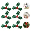 Fiori decorativi 100pcs Natale creativo Bacca artificiale Foglia verde Pick Costume Copricapo Decorazione Accessori per appendere fai da te