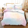 Sängkläder sätter Rainbow Gradient Cloud Däcke Cover Set Colorful Print för Girl Bedroom Decorative Bedstrast 230609