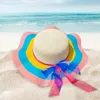 Широкие шляпы соломенных женщин романтическая шапка универсальная дама лето с поездками на рыбалку короткие поездки в кемпинг