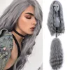 Lace Wigs Charisma Sliver Grey Synthetic Front Wig With Natural Hairline Water Wave High Temperature Hair For Black Women 230609