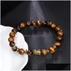 Beaded 8Mm Tiger Eye Beads Bracelet Fashion Jewelry Wholesale Natural Stone With Buddha Charm Men Bracelets Bangle Drop Delivery Dh7Zo