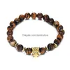 Beaded 8Mm Tiger Eye Beads Bracelet Fashion Jewelry Wholesale Natural Stone With Buddha Charm Men Bracelets Bangle Drop Delivery Dh7Zo