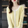 Women's Knits BELIARST Women's Colorblock Cardigan Spring /Autumn Knitted Cropped Top Merino Wool Jacket Casual Fashion Ladies