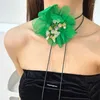 Pendant Necklaces Summer Exaggerated Flower Necklace For Women Large Fabric Elegant Choker Long Lace-up Rope Chains Collar