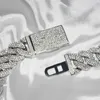 Buckle Custom Iced Out 20mm bredd Sterling Sier Miami Moissanite Cuban Link Chain