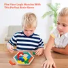 Hölzernes Sechseck-Puzzlespielzeug für Kinder und Erwachsene, Formmuster, Block, Tangram, Denkaufgabe, Spielzeug, Geometrie, Logik, IQ-Spiel, STEM, Montessori, pädagogisches Geschenk für alle Altersgruppen, Herausforderung