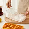 Verktyg Glass Tools Ice Cube Tray OneClick Fall Off Easyrelease 32 Cavity Silicone Ice Mold For Cocktail Ice Cube Maker With Storage
