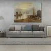 Handgefertigte Leinwandkunst für Heimdekoration, Sonnenaufgang durch Dampf von Joseph William Turner, Gemälde, romantische Landschaftskunst